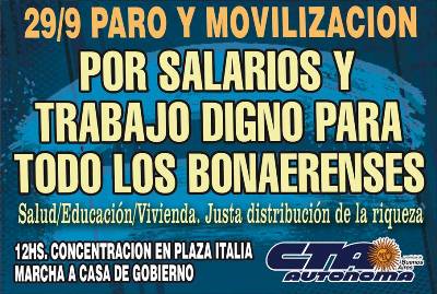 La CTA sale a la calle mañana con Paro y Movilización