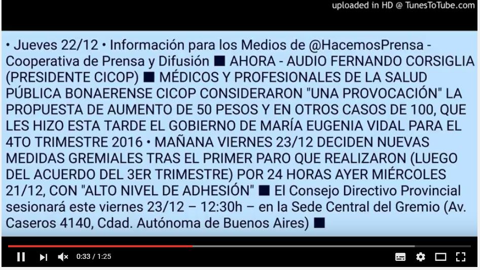 Cien pesos de aumento es una provocación» 》Fracasó hoy 22/12/2016 Paritaria CICOP-Vidal