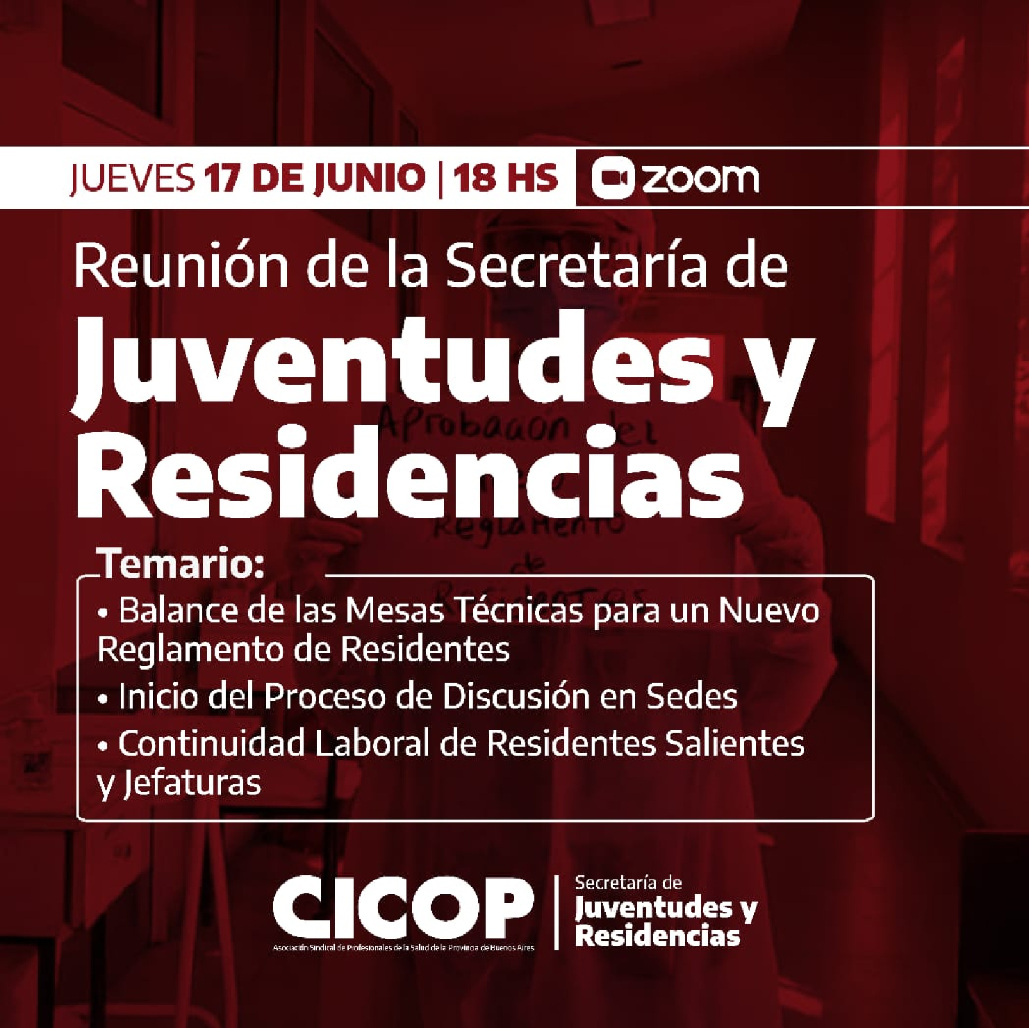La Secretaría de Juventudes y Residencias convoca a una nueva reunión