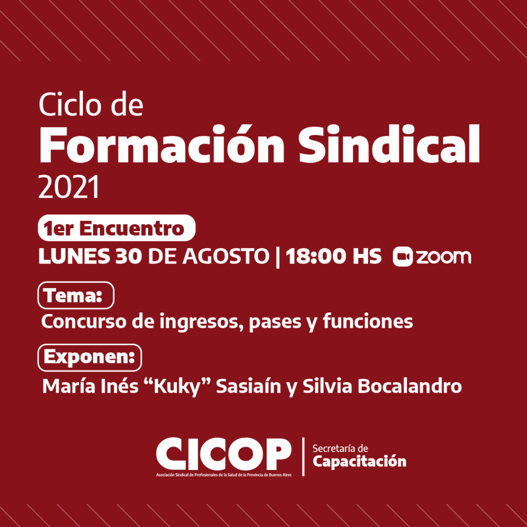 El lunes 30 de agosto comienza el Ciclo de Formación Sindical 2021