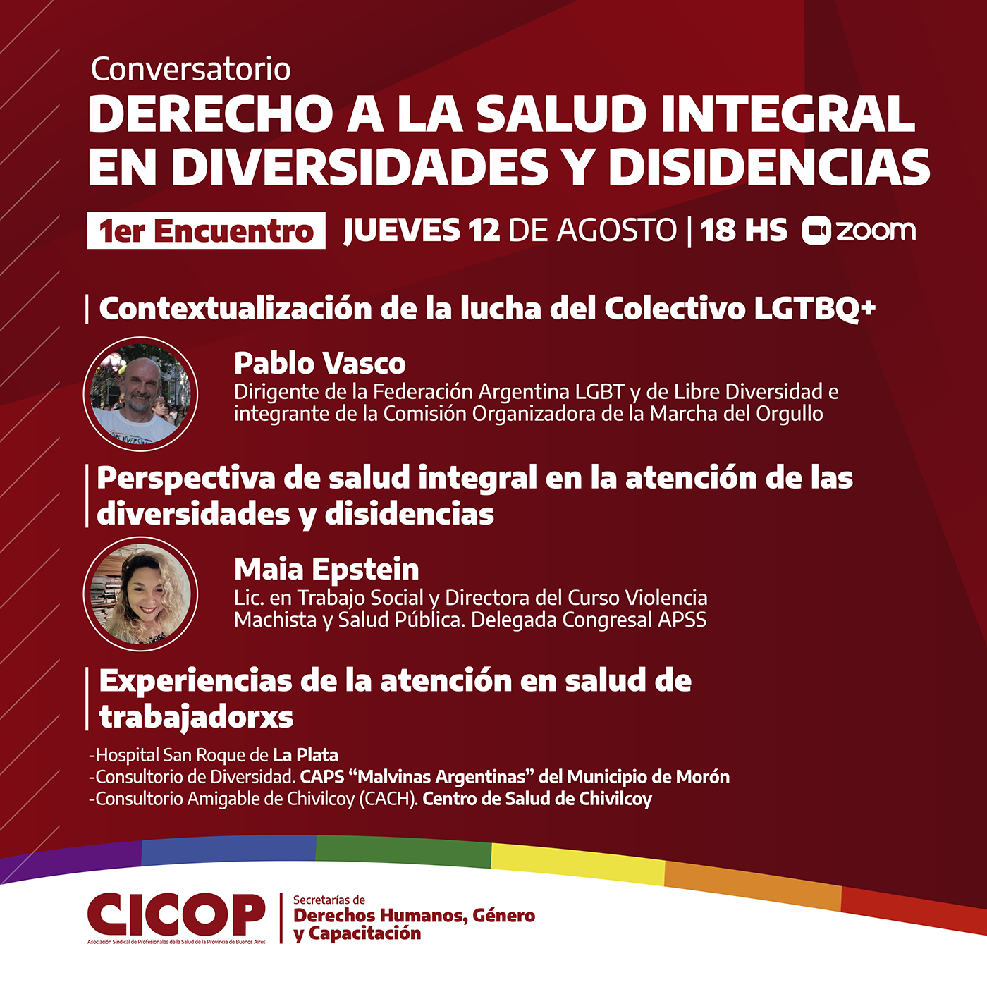 El jueves 12 de agosto comienza el Conversatorio sobre “Derecho a la Salud Integral en Diversidades y Disidencias”