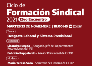 Formación Sindical: El martes 23/11 se realizará el 12vo Encuentro sobre Desgaste Laboral y Sistema Previsional