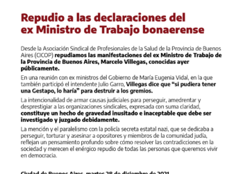 Repudio a las declaraciones del ex Ministro de Trabajo bonaerense