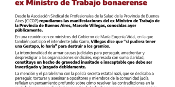 Repudio a las declaraciones del ex Ministro de Trabajo bonaerense