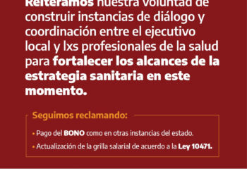 La seccional Municipal de Gral. Belgrano reitera su voluntad de construir diálogo con el ejecutivo.
