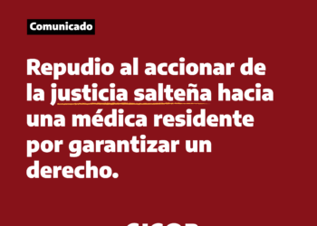 Repudio al accionar de la justicia salteña hacia una médica residente por garantizar un derecho