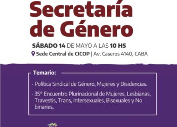 La Secretaría de Género realizará un encuentro el sábado 14 de mayo