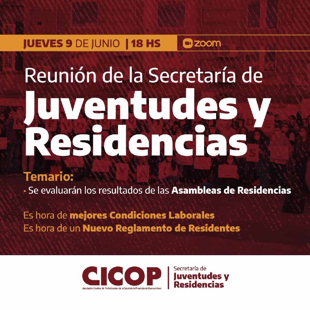 El jueves 9 de junio se realizará la próxima reunión de la Secretaría de Juventudes y Residencias