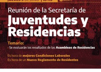 El jueves 9 de junio se realizará la próxima reunión de la Secretaría de Juventudes y Residencias