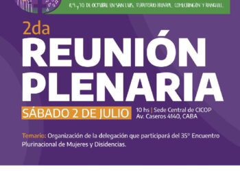 La Secretaría de Política Sindical de Géneros llevará a cabo su segunda reunión plenaria el próximo sábado 2 de julio