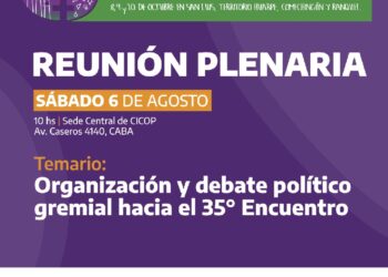 La Secretaría de Política Sindical de Géneros convoca a una Reunión Plenaria el sábado 6 de agosto