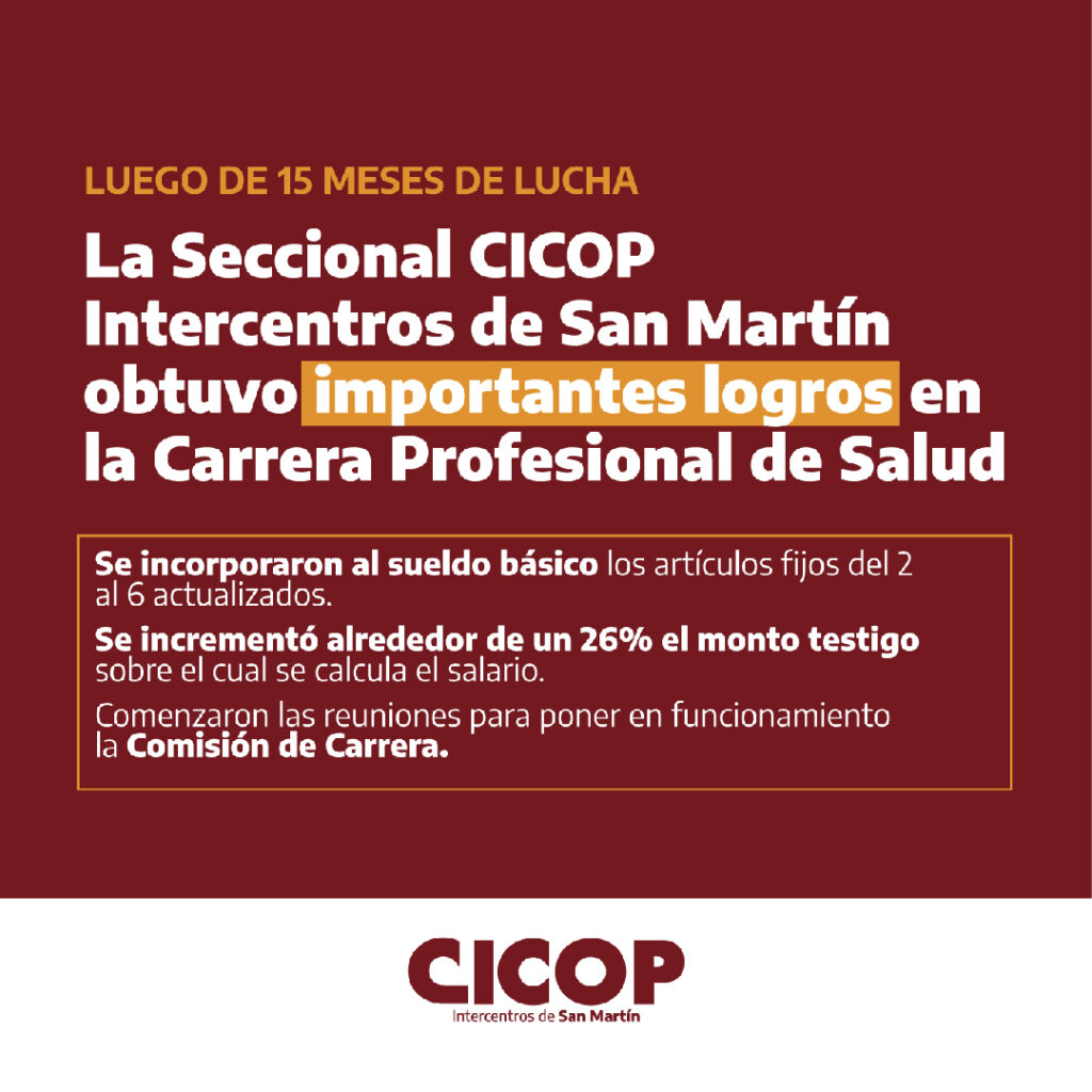 La Seccional CICOP Intercentros de San Martín celebró importantes logros en la Carrera Profesional de Salud