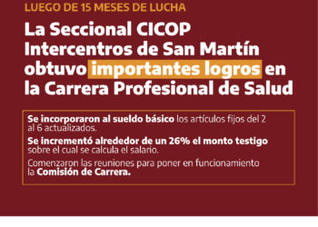 La Seccional CICOP Intercentros de San Martín celebró importantes logros en la Carrera Profesional de Salud