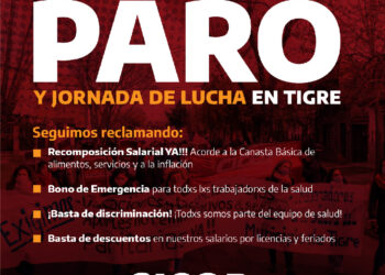 CICOP Tigre realizará un paro de 24 horas con Jornada de Lucha este miércoles 14/09