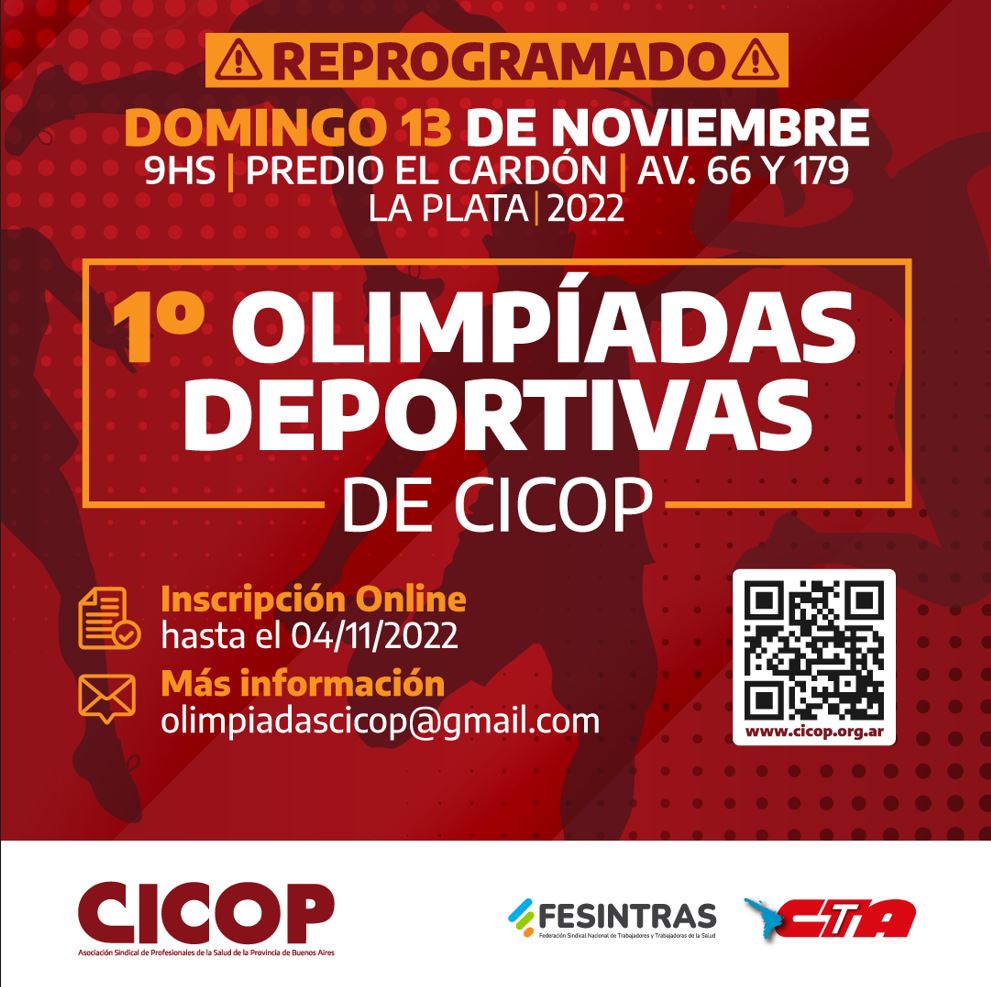 Las 1° Olimpíadas Deportivas de CICOP se reprogramaron para el domingo 13 de noviembre
