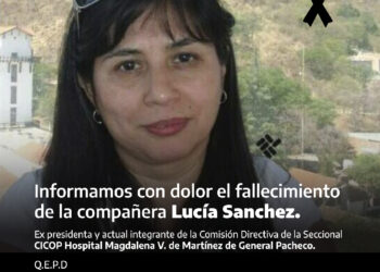 Condolencias por el fallecimiento de la compañera Lucía Sanchez 