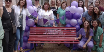 Inauguraron un Banco Rojo contra la Violencia de Género en el Hospital Grierson de Guernica