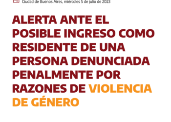 Alerta ante el posible ingreso como Residente de una persona denunciada penalmente por razones de violencia de género