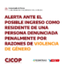 Alerta ante el posible ingreso como Residente de una persona denunciada penalmente por razones de violencia de género